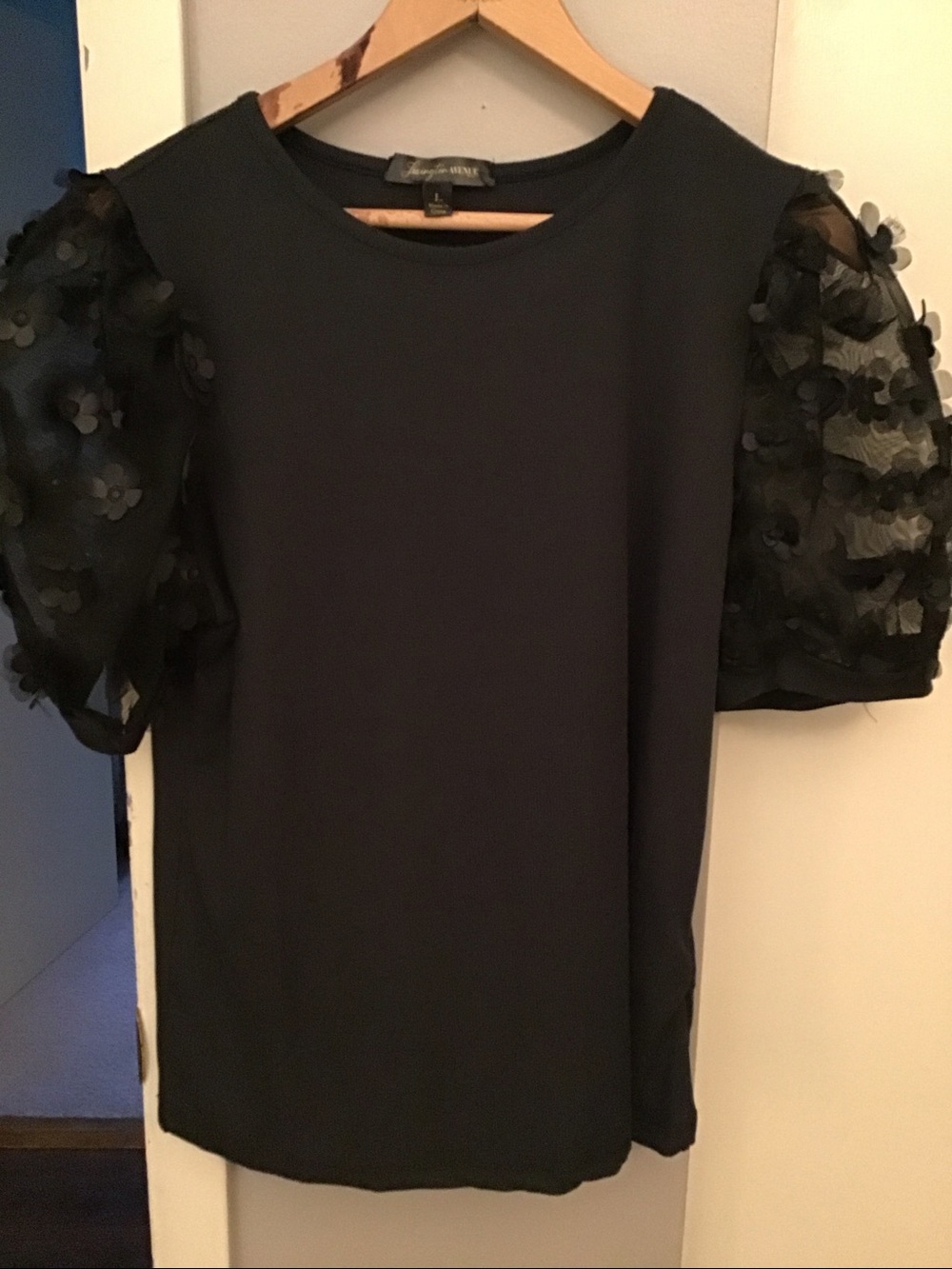 New without tags Black blouse with Lace Sleeves